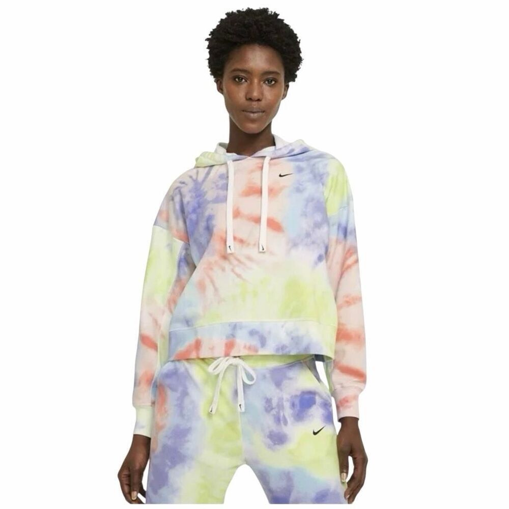 NIKE Women's Dri-FIT Get Fit Tie-dye Pullover Training Hoodie Purple Small